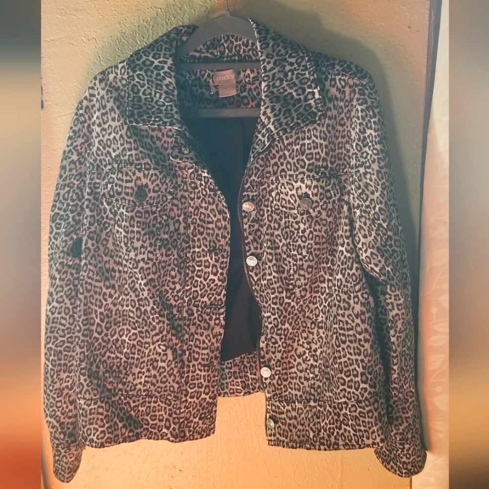 Chico's leopard print women's jacket